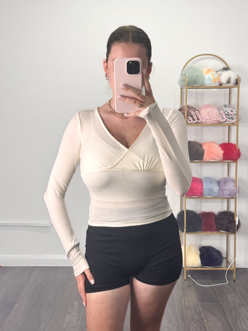 LUNA Wrap Over Cotton Soft Long Sleeve Top