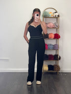 ALONA Black Waistband Trousers With Pockets