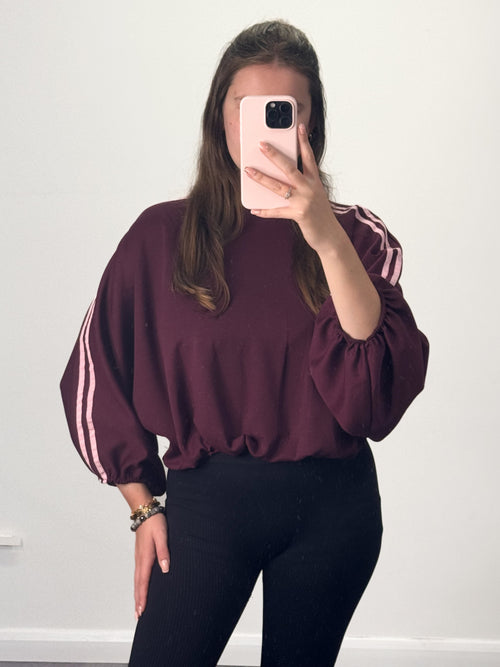 GEM GEM Bubble Hem Striped Balloon Sweatshirt