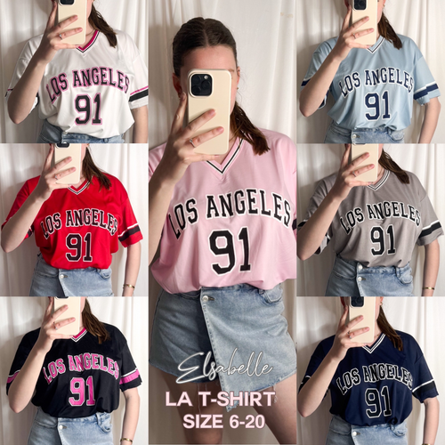 LEAH Los Angeles Women's Jersey Style Football Design T-Shirt *Size 6-26*