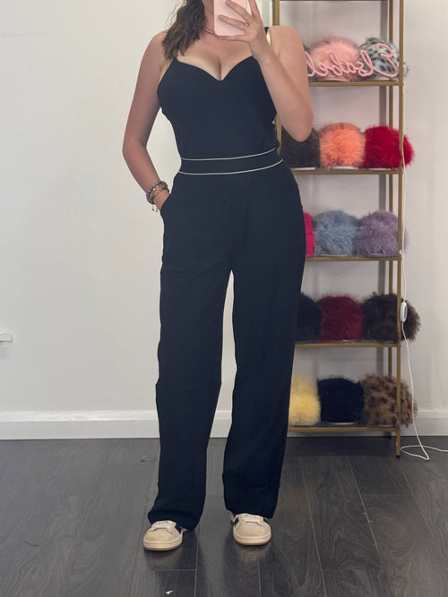 ALONA Black Waistband Trousers With Pockets