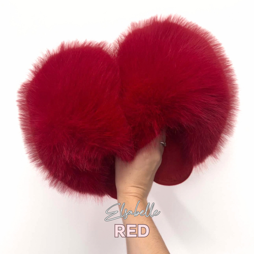 Red CANDY Viral XL Faux Fur Fluffy Slippers (Copy)