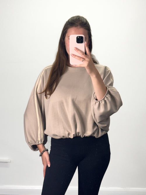 GEM GEM Bubble Hem Striped Balloon Sweatshirt