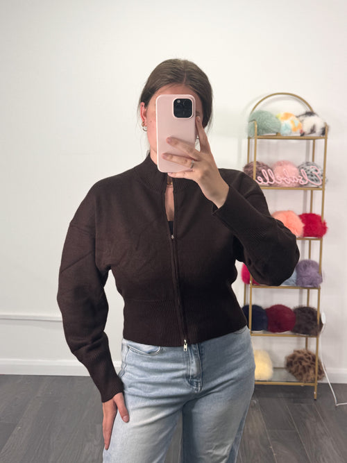 AUTUMN Premium Knitted Bomber Zip Cardigan