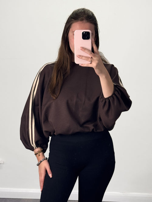 GEM GEM Bubble Hem Striped Balloon Sweatshirt