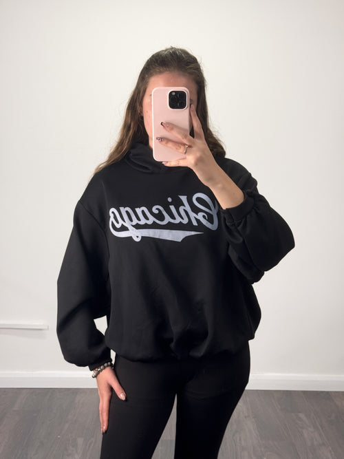 CHICAGO Bubble Hem Full Length Hoodie