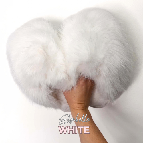 White CANDY Viral XL Faux Fur Fluffy Slippers