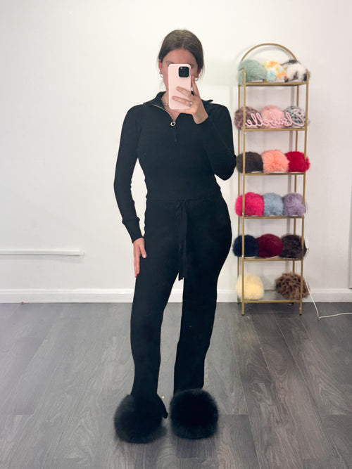 LYNSDAY Premium Knitted Quarter Zip Lounge Set