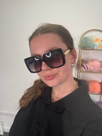 BADDIE Square Shape Sunglasses With Gold Arms