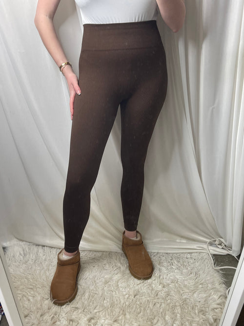HALLIE Thick Ribbed Leggings