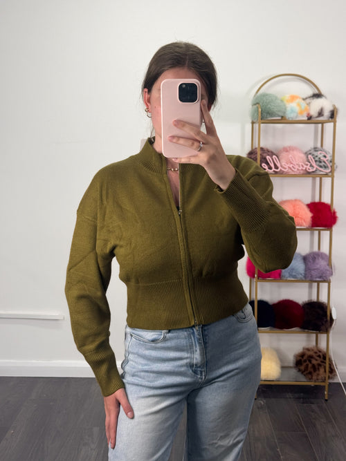 AUTUMN Premium Knitted Bomber Zip Cardigan