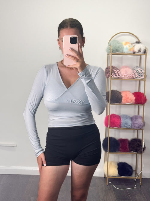 LUNA Wrap Over Cotton Soft Long Sleeve Top