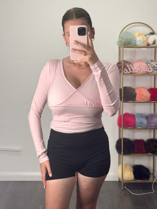 LUNA Wrap Over Cotton Soft Long Sleeve Top
