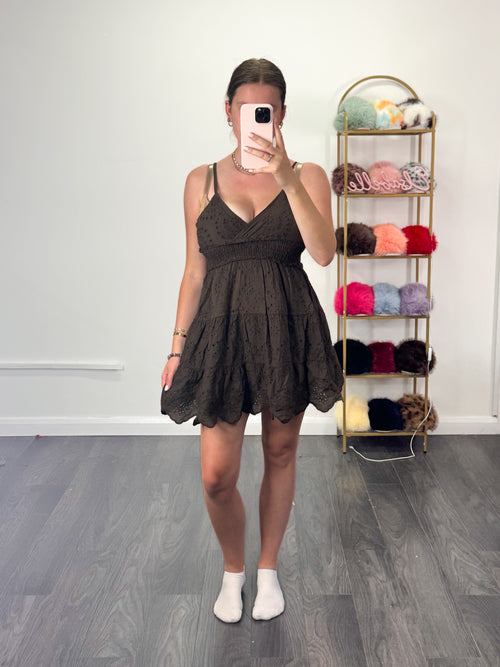 SARAH Broderie Anglaise Summer Dress With Adjustable Straps