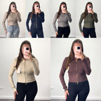 THEA Quarter Zip Soft Ribbed Long Sleeve