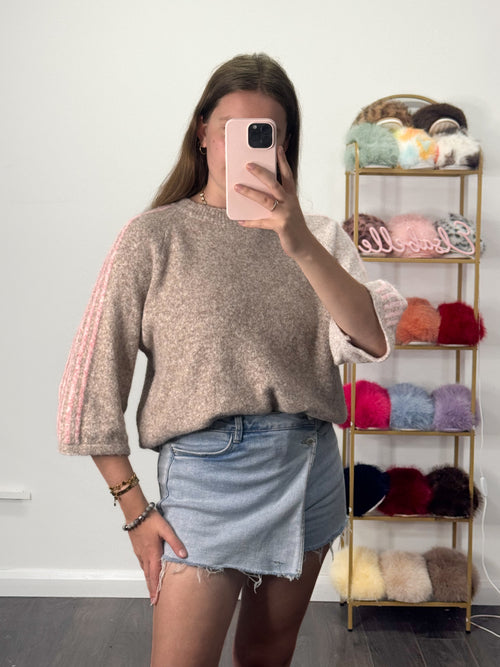 ELISHA Premium Stripe Knitted 3/4 Sleeve Jumper