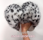 Snow Leopard CANDY Viral XL Faux Fur Fluffy Slippers