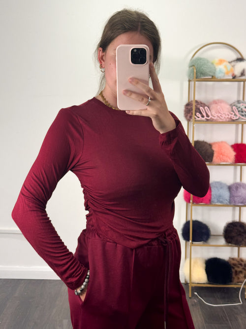 SALLY Super Soft Cotton Ruched Side Long Sleeve Top