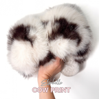Cow Print CANDY Viral XL Faux Fur Fluffy Slippers