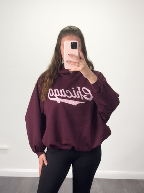 CHICAGO Bubble Hem Full Length Hoodie