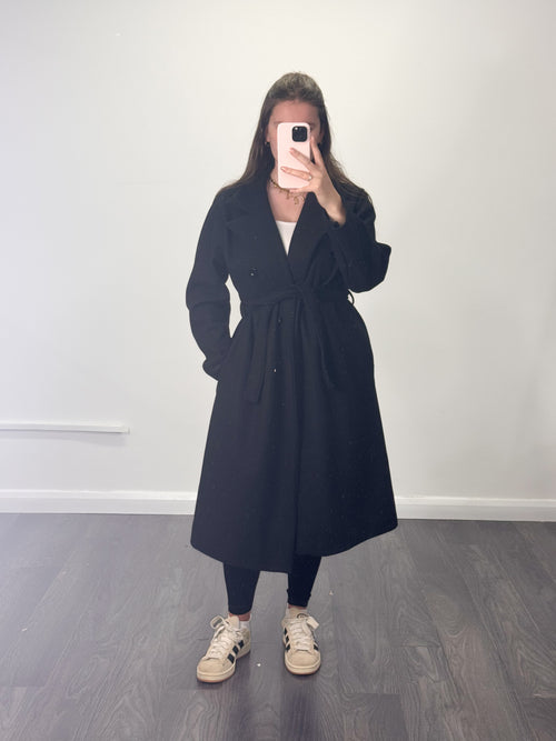 LADY Thick Button Belted Smart Coat