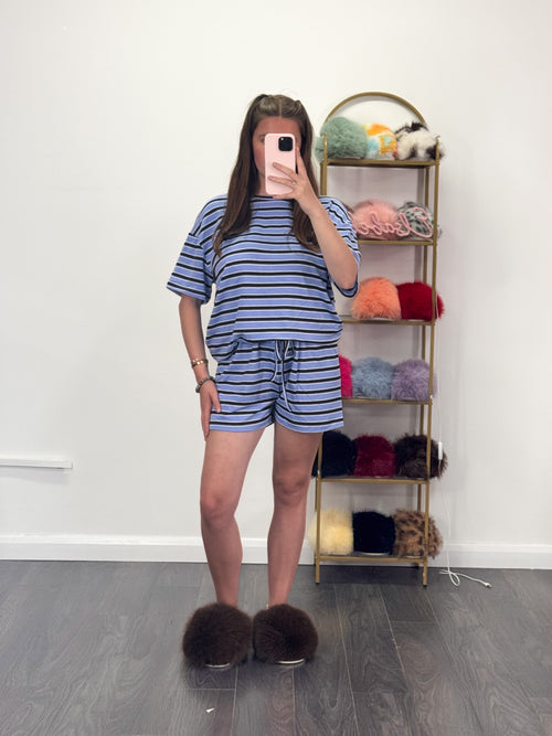 SHONA Summer Striped T-Shirt & Short Set (Pre Order 7 Days)