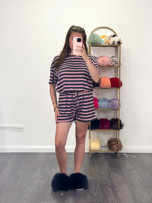 SHONA Summer Striped T-Shirt & Short Set (Pre Order 7 Days)