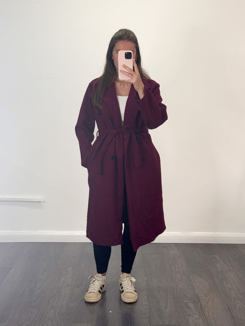 LADY Thick Button Belted Smart Coat