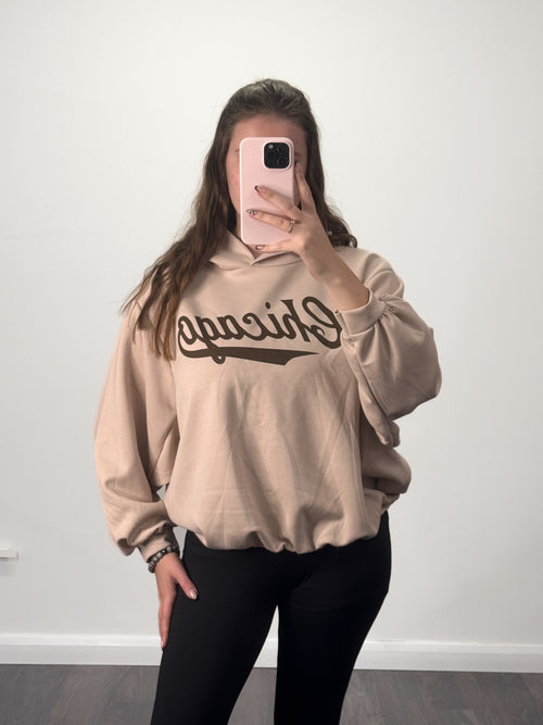 CHICAGO Bubble Hem Full Length Hoodie