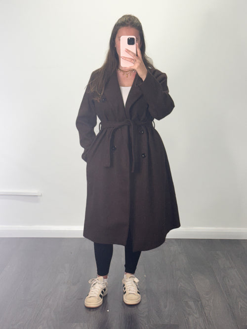 LADY Thick Button Belted Smart Coat