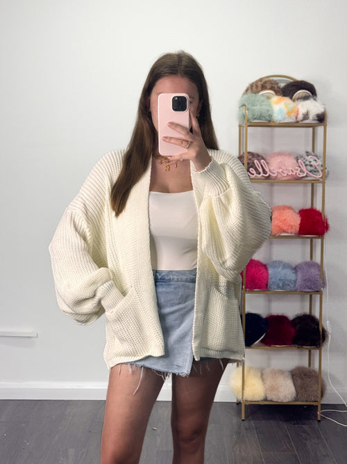 HANNAH Balloon Sleeve Short Cardigan