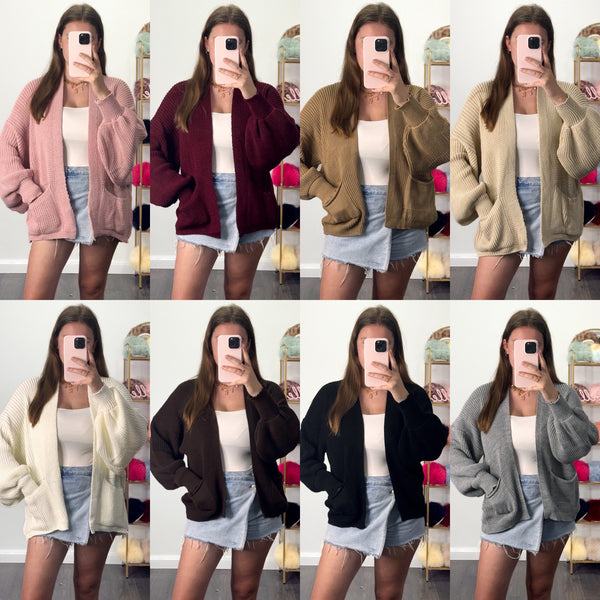 HANNAH Balloon Sleeve Short Cardigan