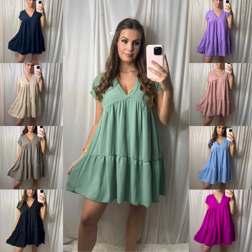 PALOMA V Neck Smock Dress