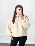 SHONA Cream Quarter Zip Teddy Fleece