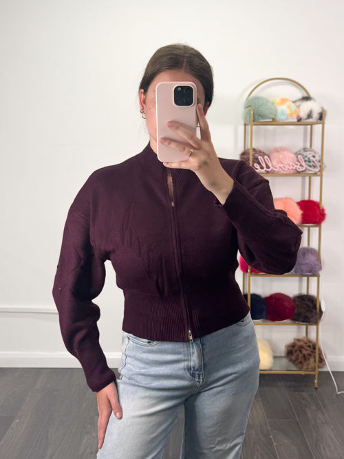 AUTUMN Premium Knitted Bomber Zip Cardigan