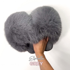 Grey CANDY Viral XL Faux Fur Fluffy Slippers