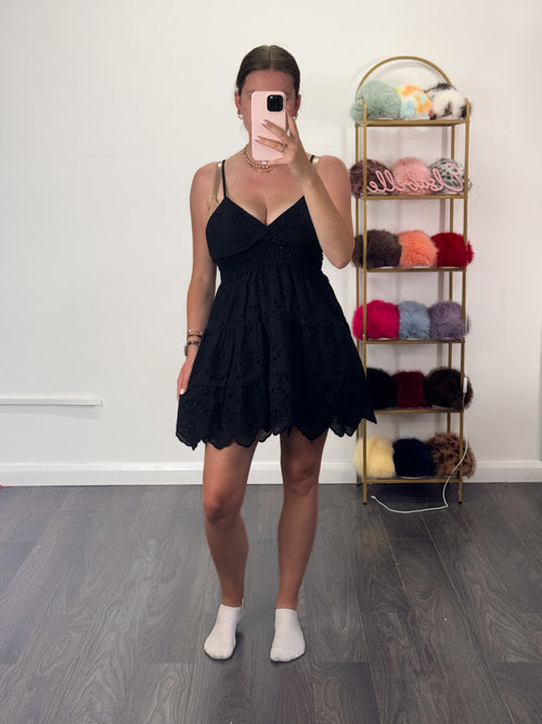 SARAH Broderie Anglaise Summer Dress With Adjustable Straps