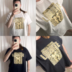 Leopard Gold Bow Oversized Cotton T-Shirt