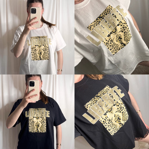 Leopard Gold Bow Oversized Cotton T-Shirt