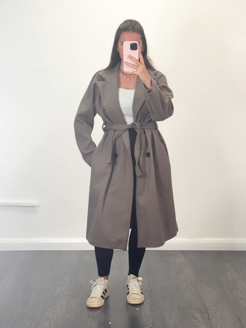 LADY Thick Button Belted Smart Coat
