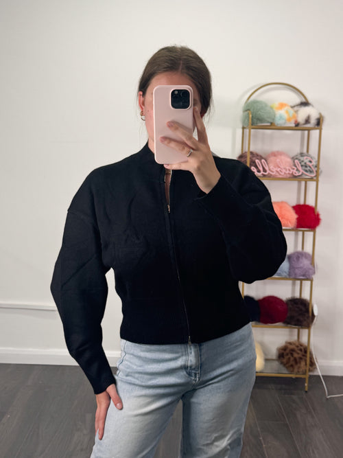 AUTUMN Premium Knitted Bomber Zip Cardigan