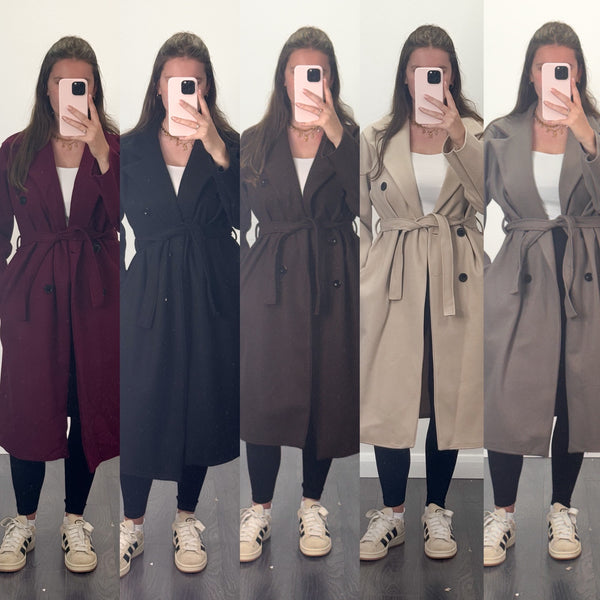 LADY Thick Button Belted Smart Coat