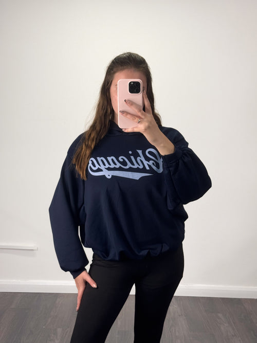 CHICAGO Bubble Hem Full Length Hoodie