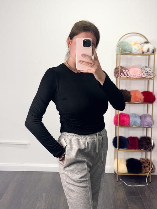 SALLY Super Soft Cotton Ruched Side Long Sleeve Top