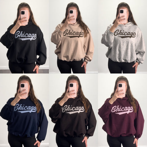 CHICAGO Bubble Hem Full Length Hoodie