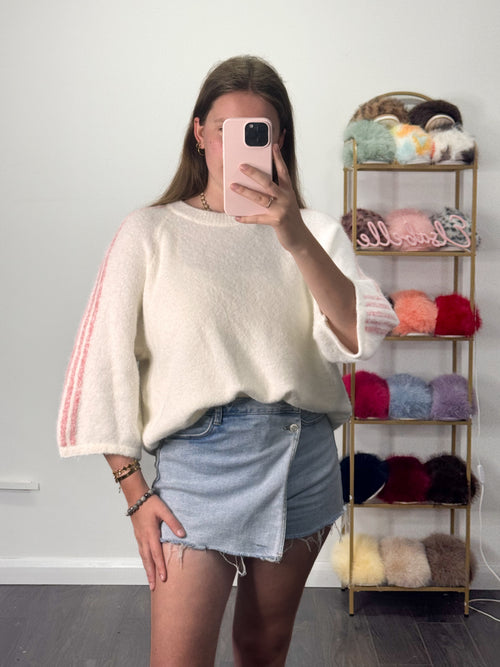 ELISHA Premium Stripe Knitted 3/4 Sleeve Jumper