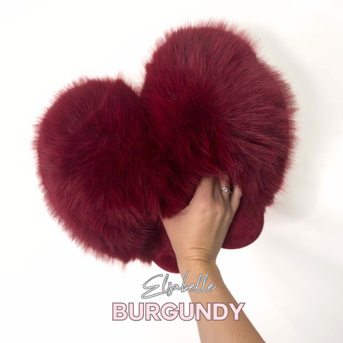 Burgundy CANDY Viral XL Faux Fur Fluffy Slippers