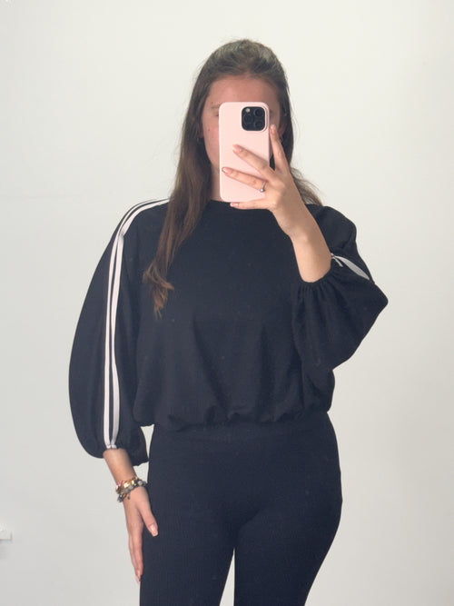 GEM GEM Bubble Hem Striped Balloon Sweatshirt