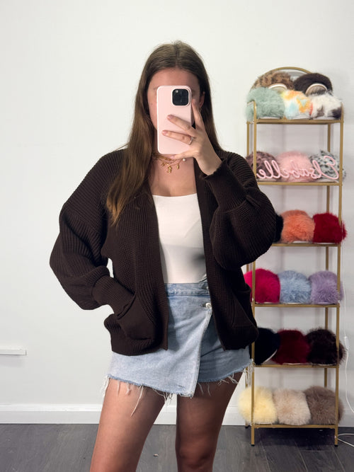 HANNAH Balloon Sleeve Short Cardigan