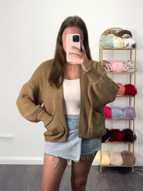 HANNAH Balloon Sleeve Short Cardigan